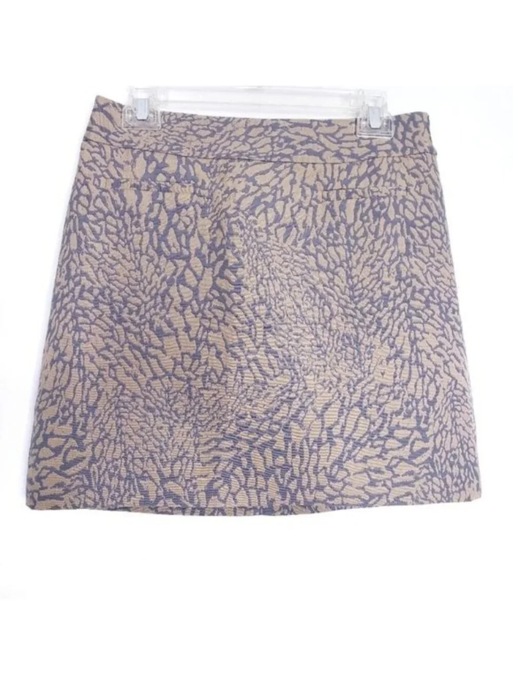 Loft Ann Taylor Tan & Gray Animal Print Career Mini Skirt Women's Size 2